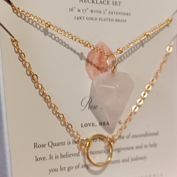 2 pc Luna Norte 14KT Gold Plated over Brass Necklaces with genuine gemstones - Picture 4 of 9